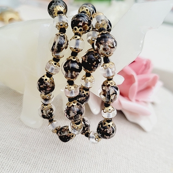 VINTAGE Murano Glass bead gold tone necklace - Picture 5 of 7